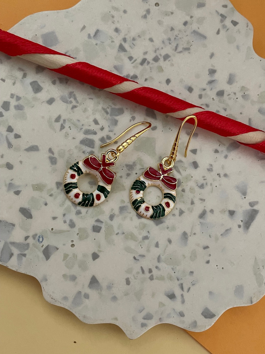 Christmas Wreath Charm Earrings