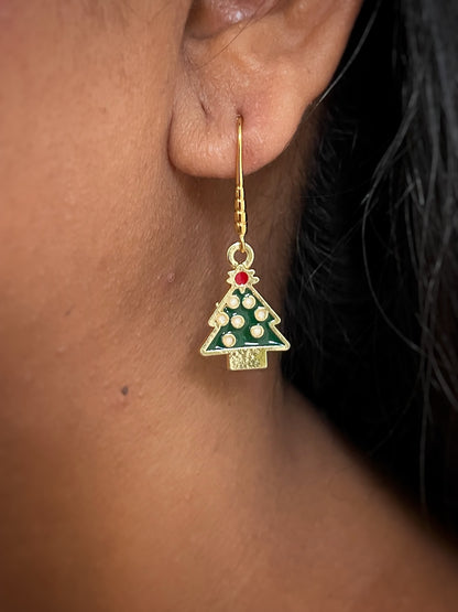 Sparkling X Mas Tree Charm Earrings