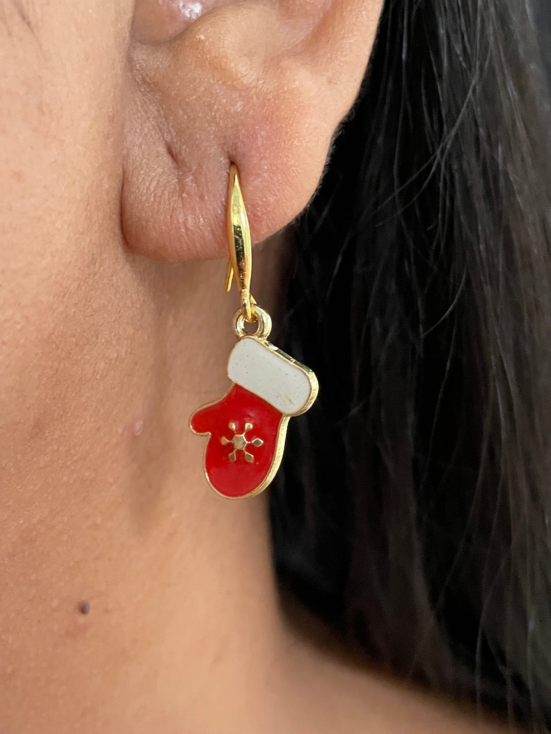 Red Hand Glove Charm Earrings