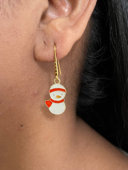 Red Snowman Charm Pendant Earrings