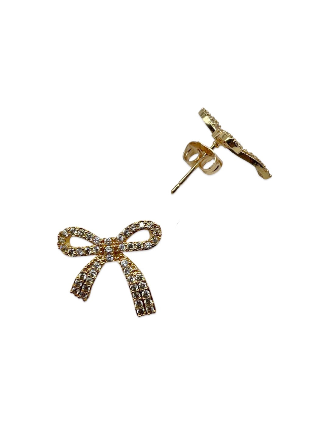 Gold/Silver Plated Bow Design AD Stud CZ Earrings | Party Wear Jewelry for Women