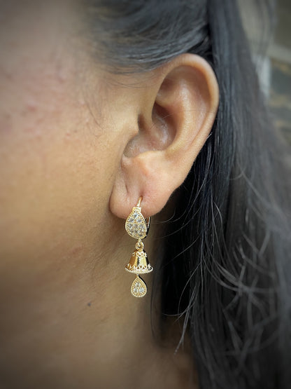 Gold-Plated CZ Bell Design jhumka Earrings | Party Wear Jewelry for Women