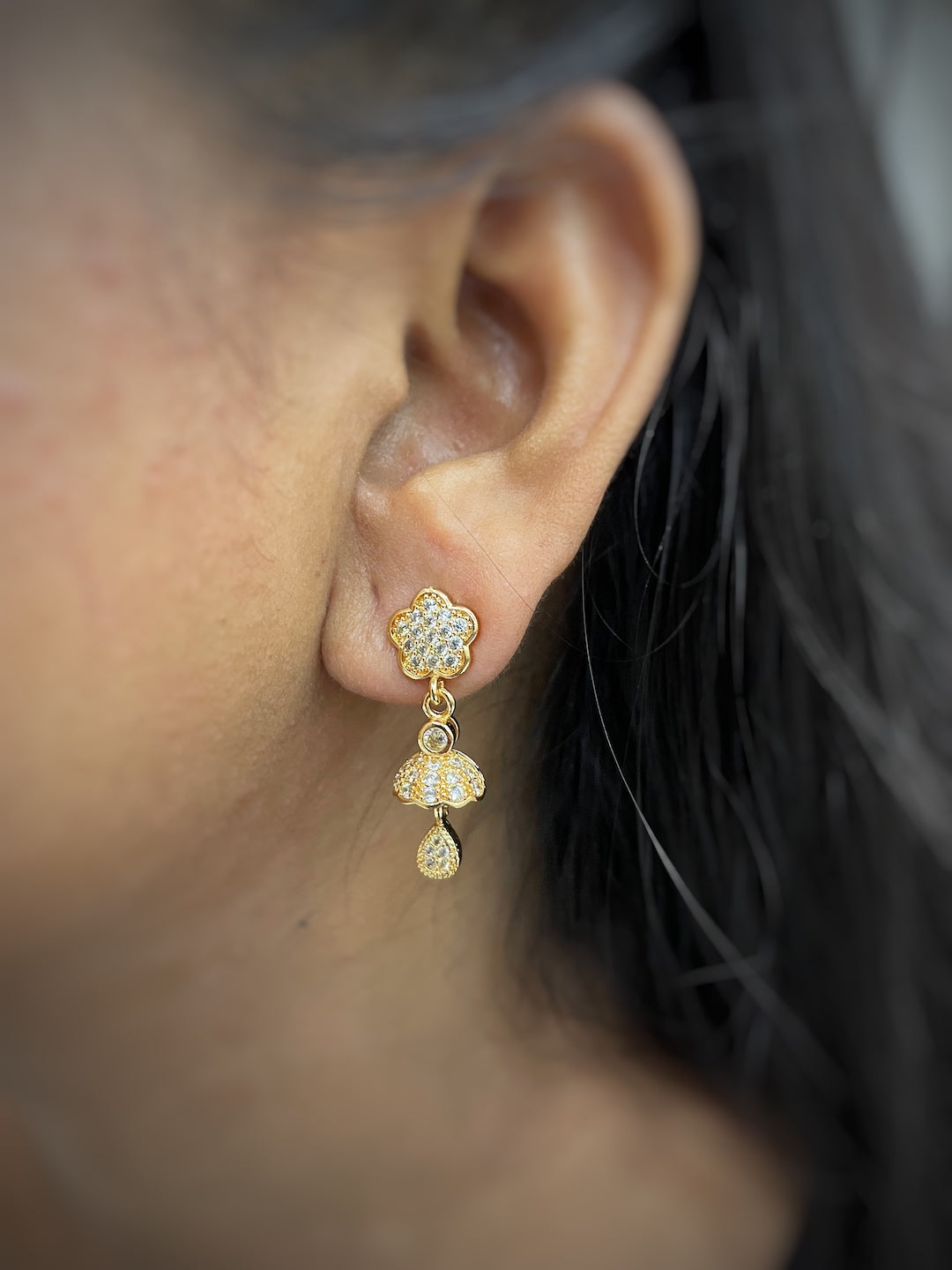 Gold-Plated Flower Bell Design jhumka Earrings | Party Wear Jewelry for Women