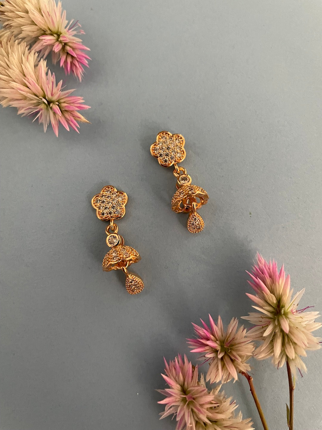 Gold-Plated Flower Bell Design jhumka Earrings | Party Wear Jewelry for Women