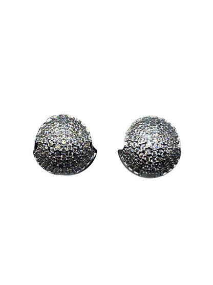 Gold / Silver Plated American Diamond Round Shaped Stud AD CZ Earrings