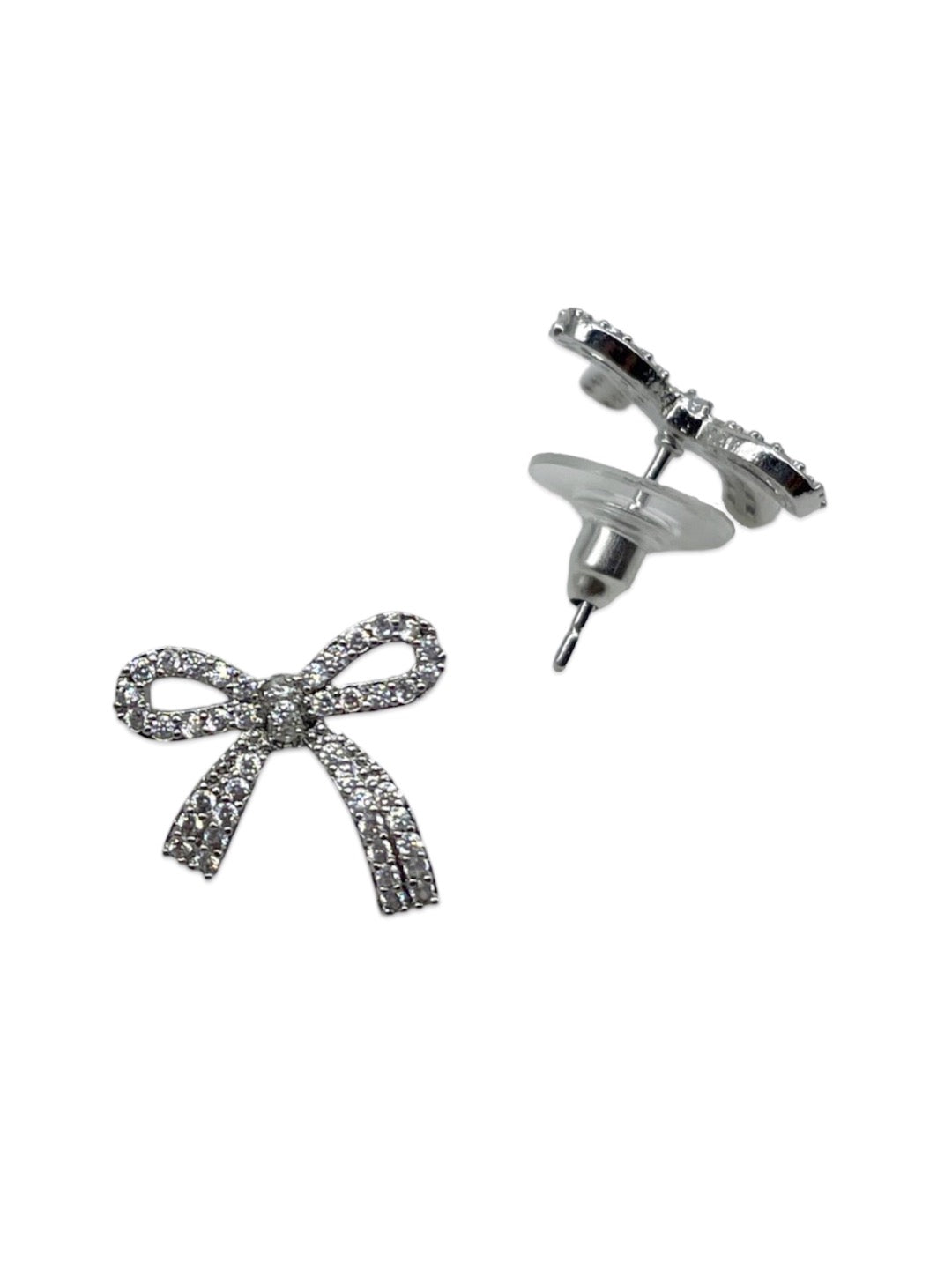 Gold/Silver Plated Bow Design AD Stud CZ Earrings | Party Wear Jewelry for Women