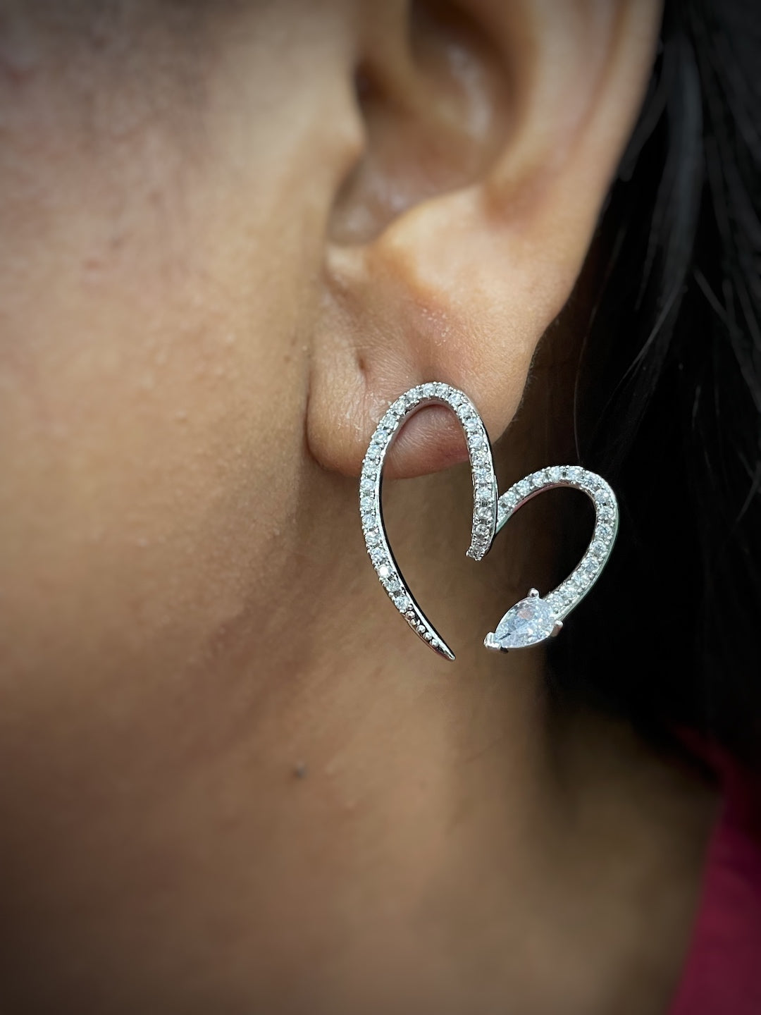 Heart Shaped Stud CZ Earrings