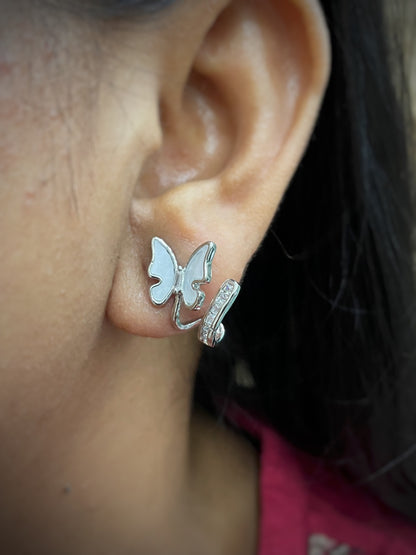 Butterfly Shaped Stud CZ Earrings