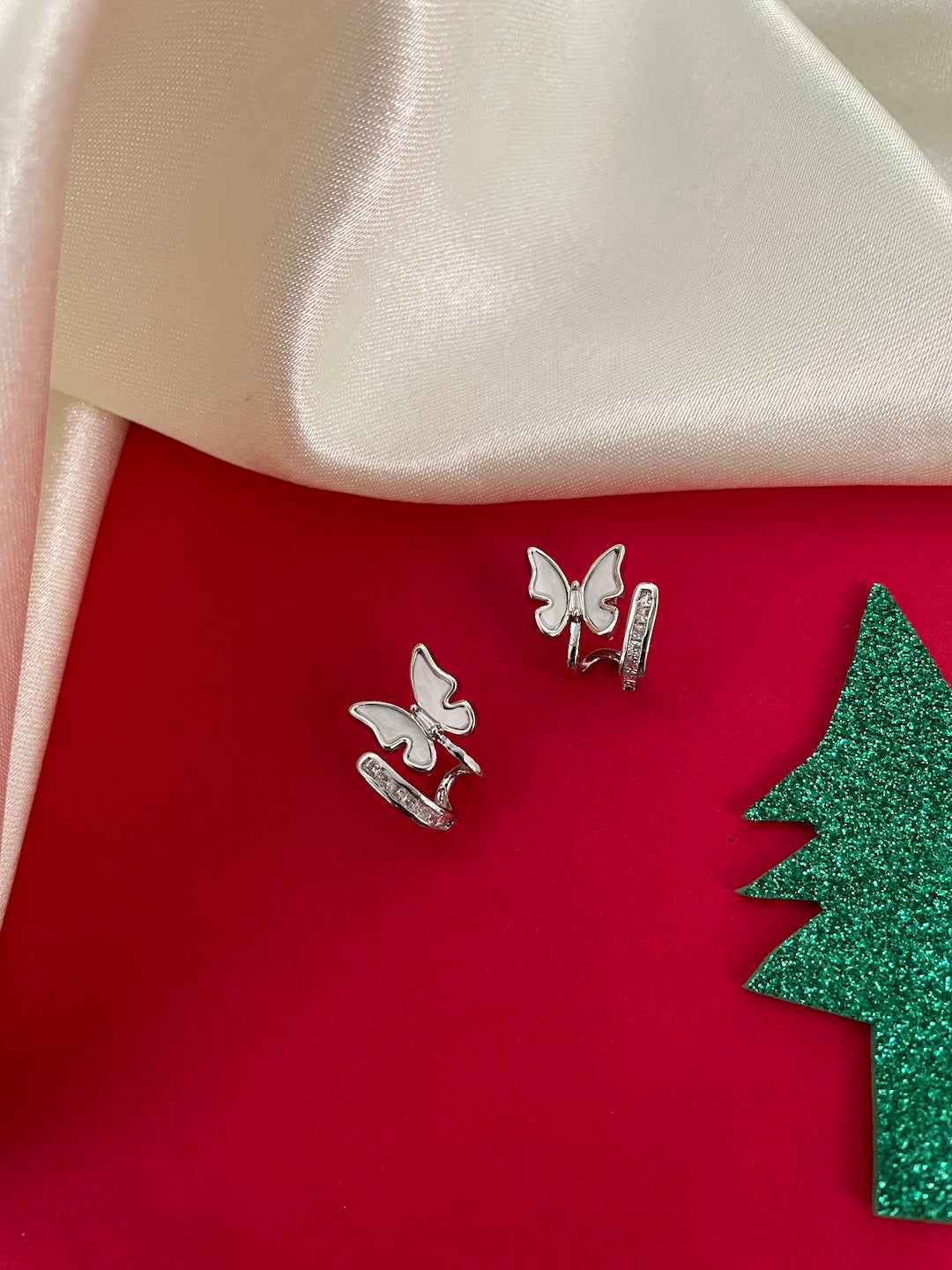 Silver-Plated CZ Butterfly Shaped Stud Earrings | Party Wear Jewelry for Women