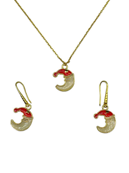 Santa Claus Moon Charm Necklace Set