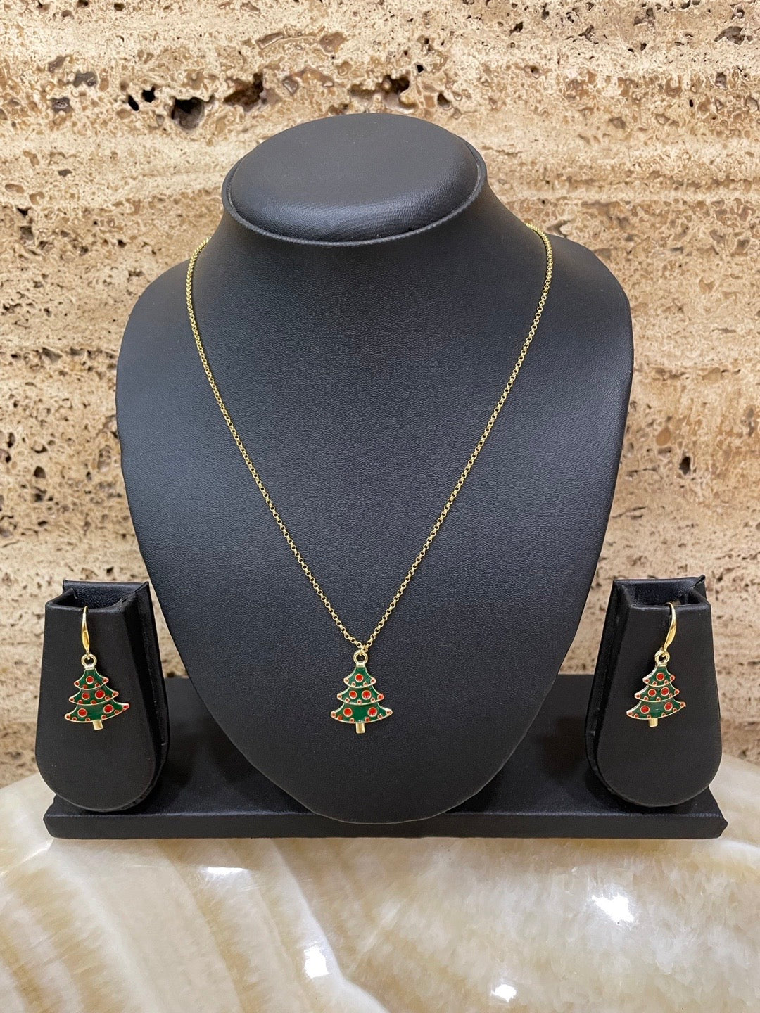 Christmas Tree Charm Pendant Necklace set