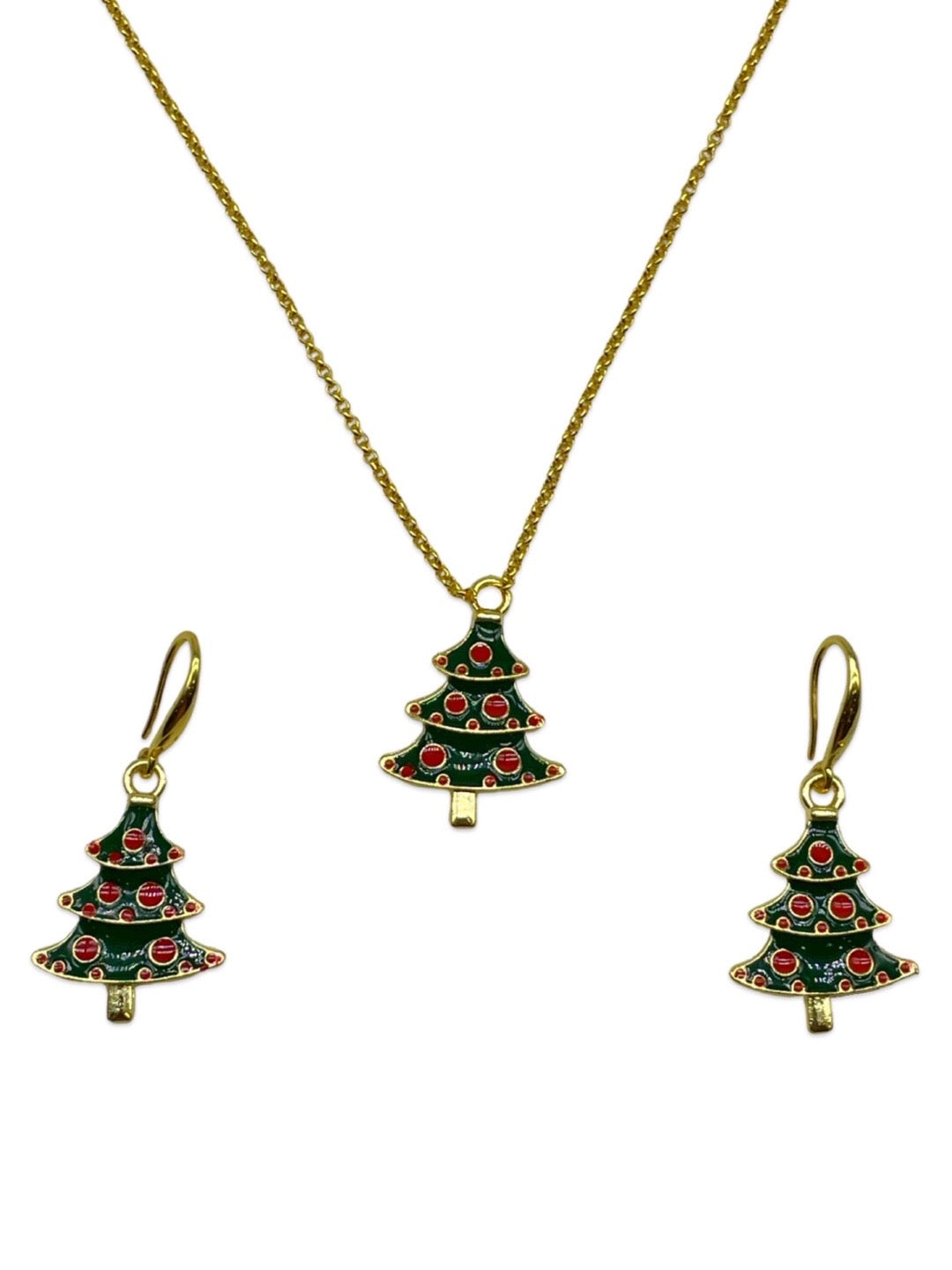 Christmas Tree Charm Pendant Necklace set