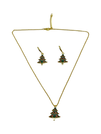 Christmas Tree Charm Pendant Necklace set