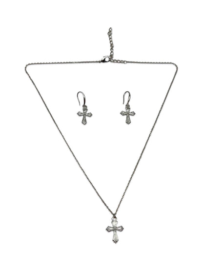 Cross Charm Pendant Necklace Set