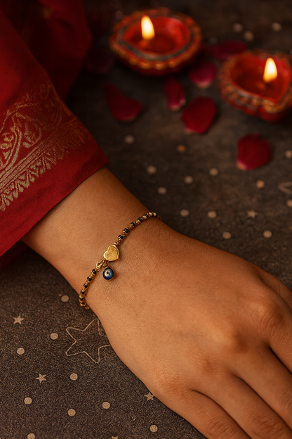 Heart Mangalsutra Bracelet With Evil Eye