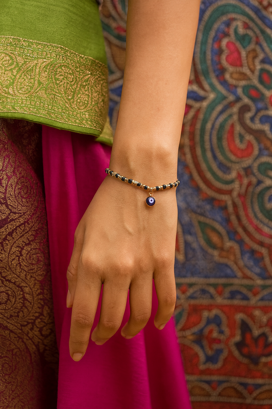 Nazariya/ Nazarbatu Gold Plated Adjustable Mangalsutra Bracelets With Danger Evil Eye