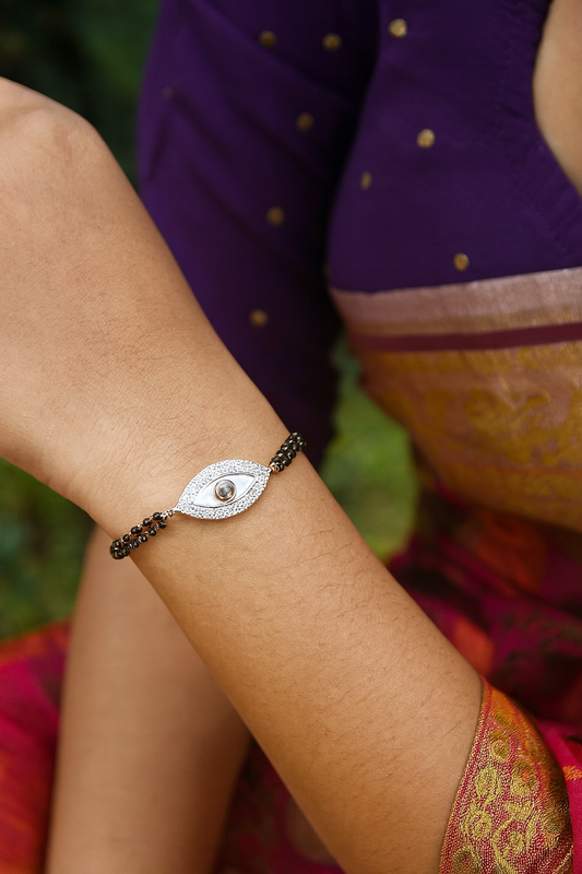 Gold Plated Evil Eye  Adjustable Mangalsutra Bracelet