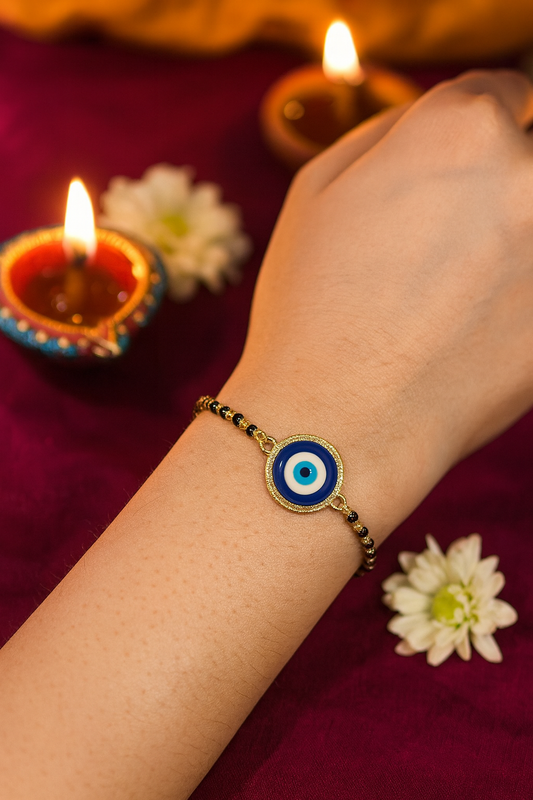 Nazariya/ Nazarbatu Gold Plated Adjustable Mangalsutra Bracelets With Evil Eye