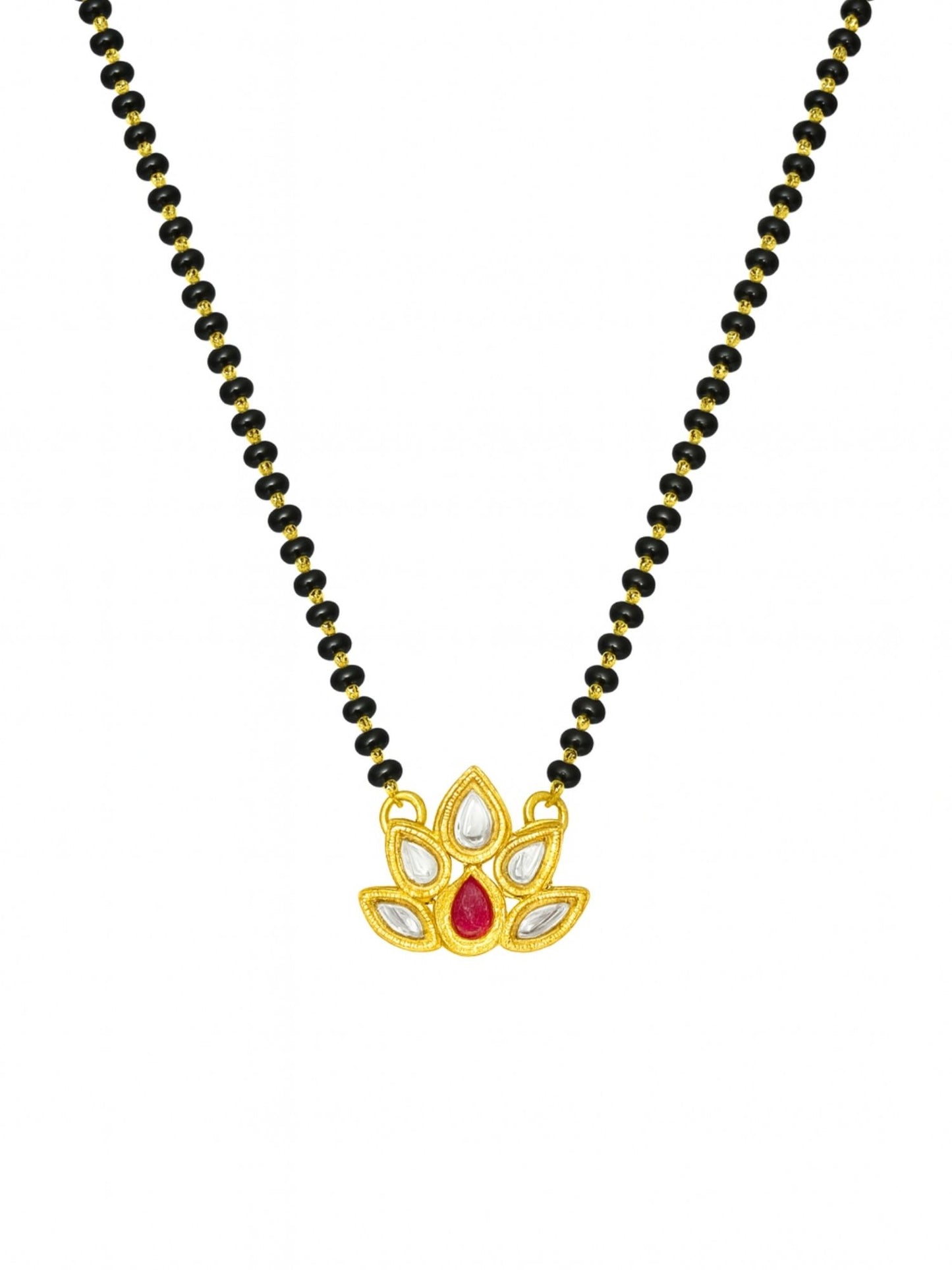 Kundan Lotus Pendant Short Mangalsutra Design