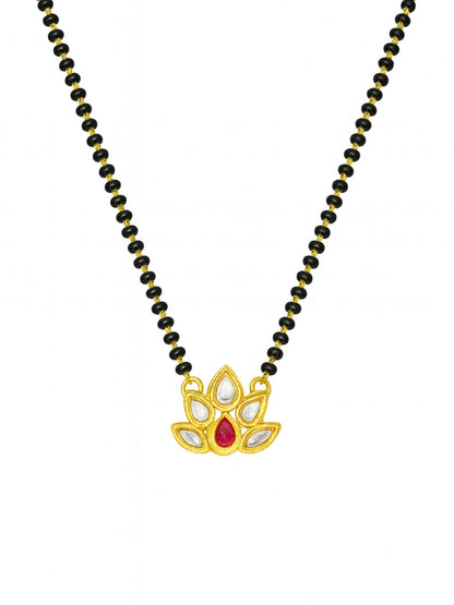 Kundan Lotus Pendant Short Mangalsutra Design