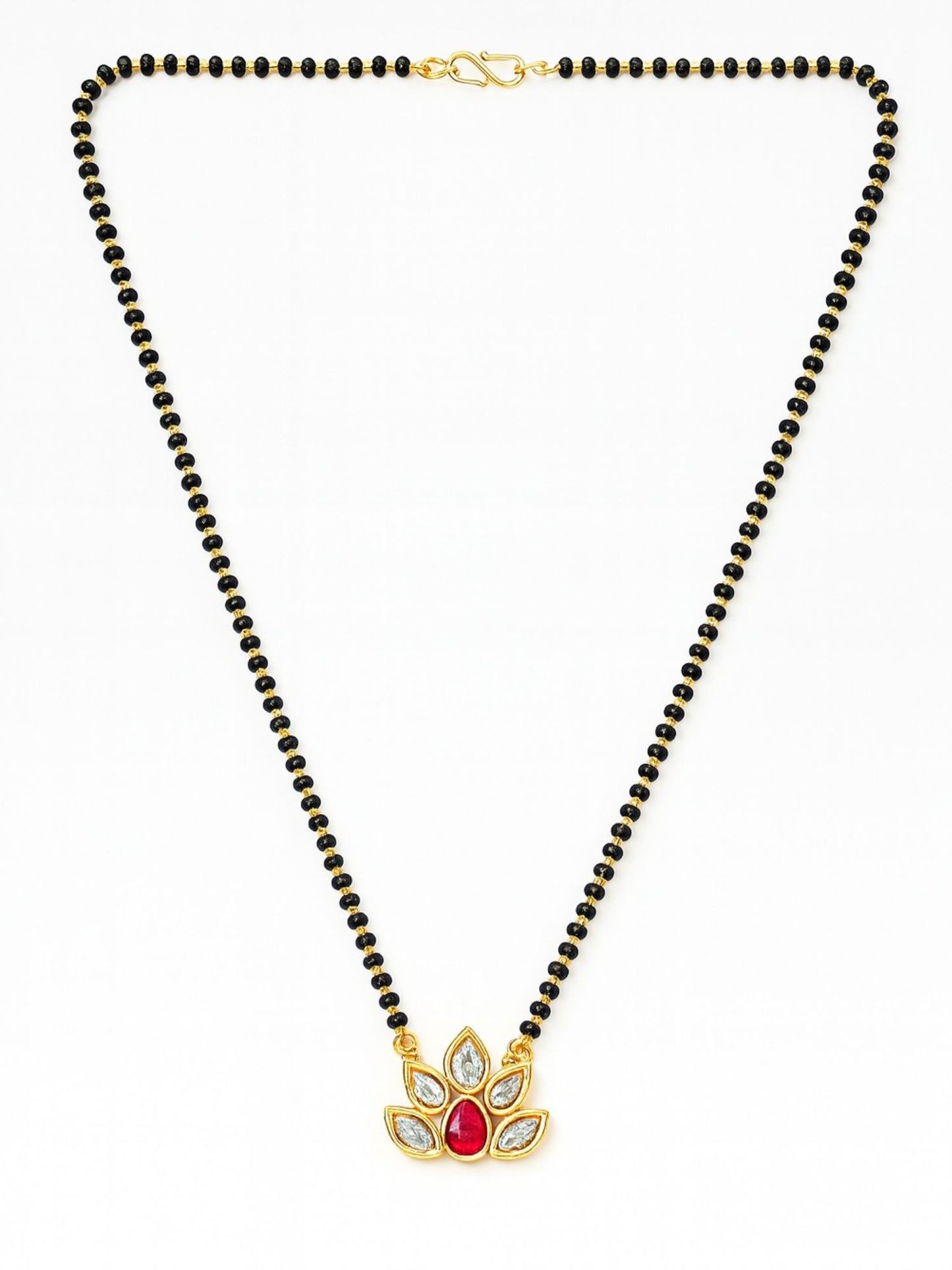 Kundan Lotus Pendant Short Mangalsutra Design