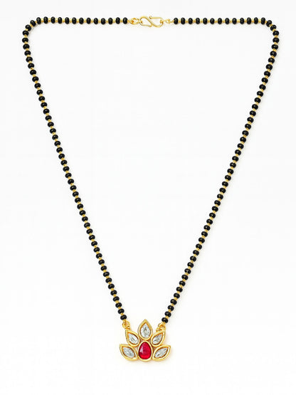 Kundan Lotus Pendant Short Mangalsutra Design