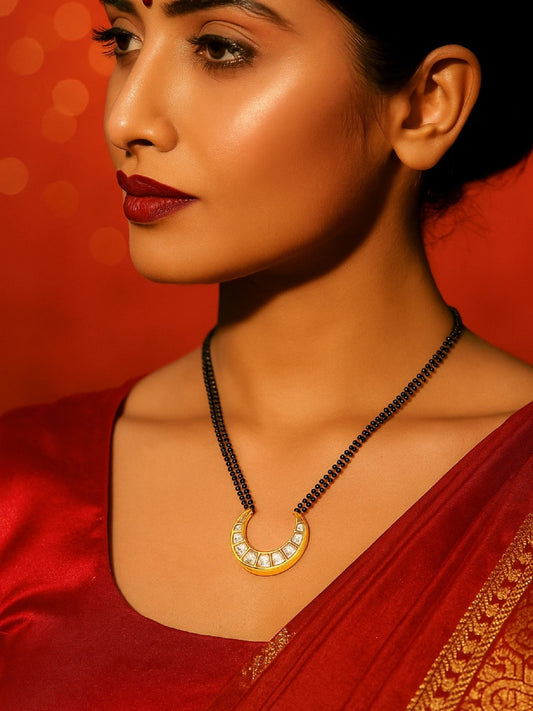 Kundan & AD Moon Pendant Long Mangalsutra Design