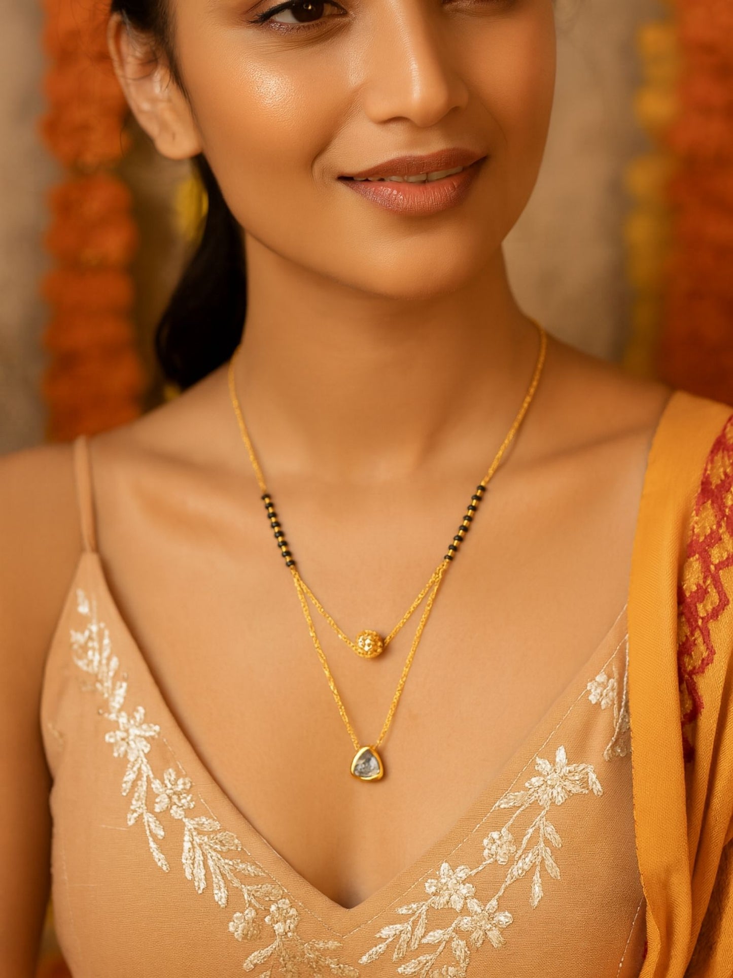 AD Ball/Kundan Pendant Short Mangalsutra Design