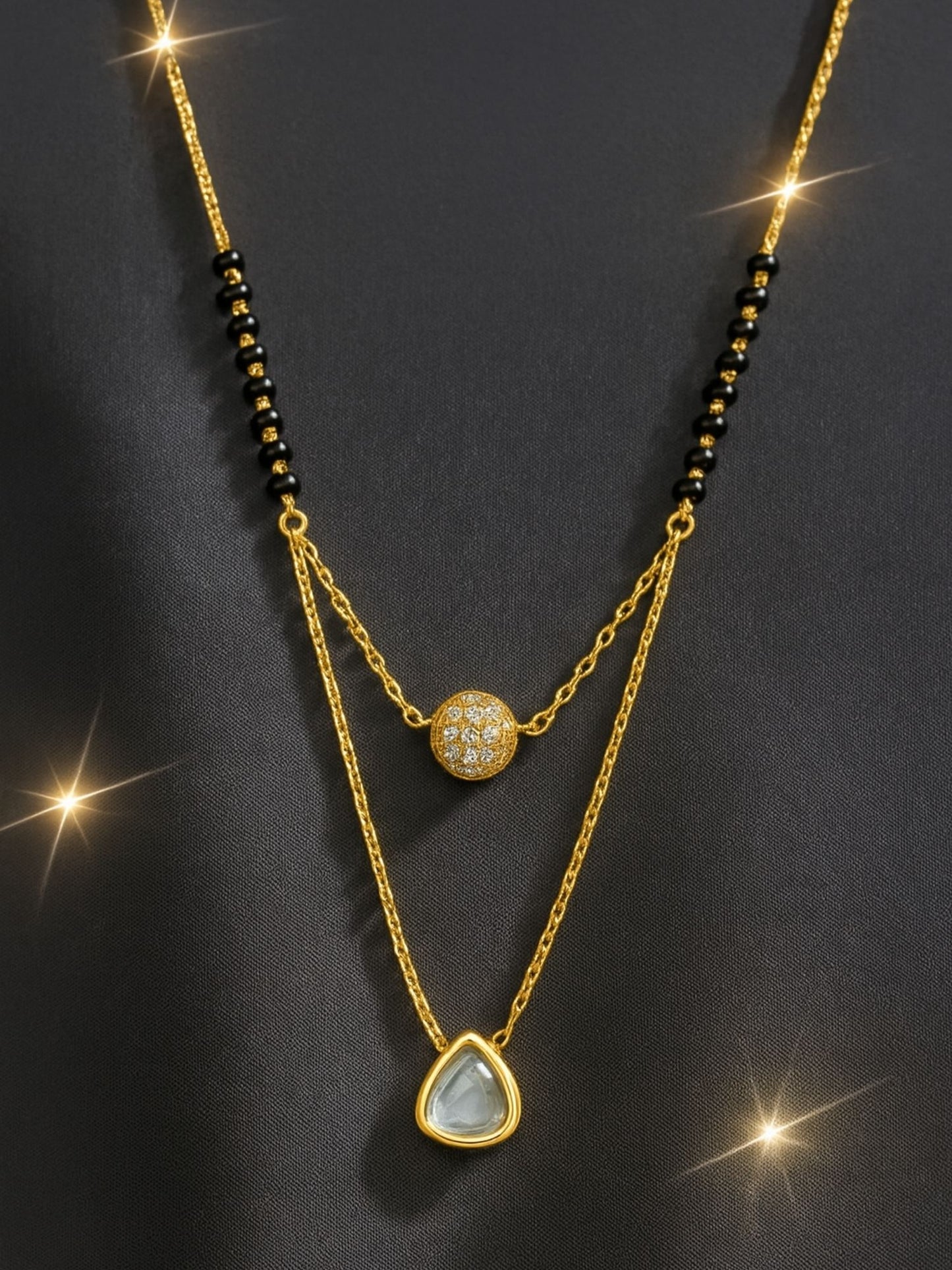 AD Ball/Kundan Pendant Short Mangalsutra Design