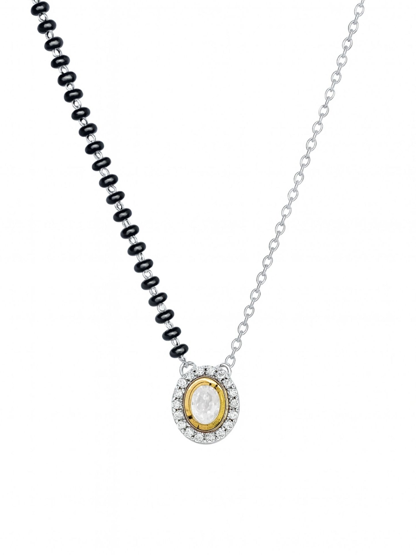 Oval Kundan Pendant Short Mangalsutra Design