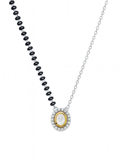 Oval Kundan Pendant Short Mangalsutra Design