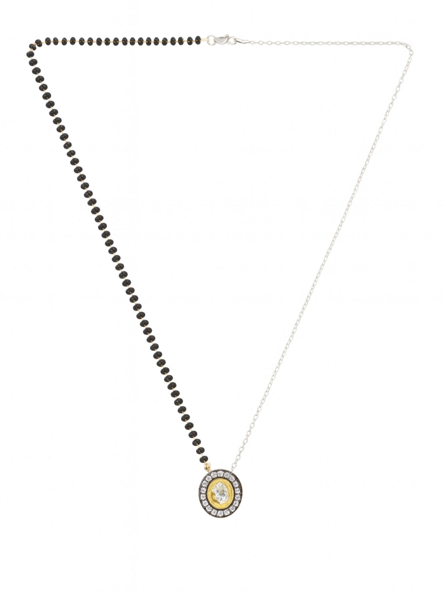 Oval Kundan Pendant Short Mangalsutra Design