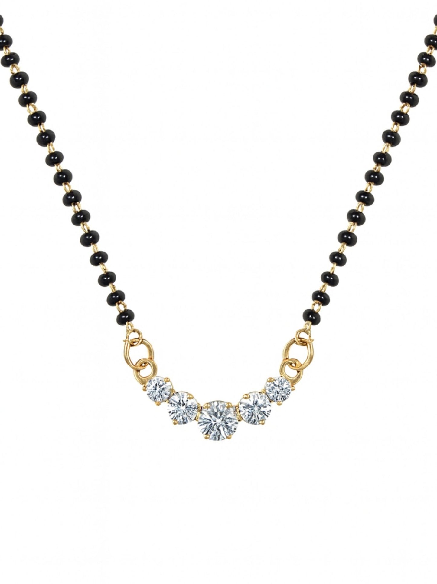 Rose Gold AD Pendant Short Mangalsutra Design