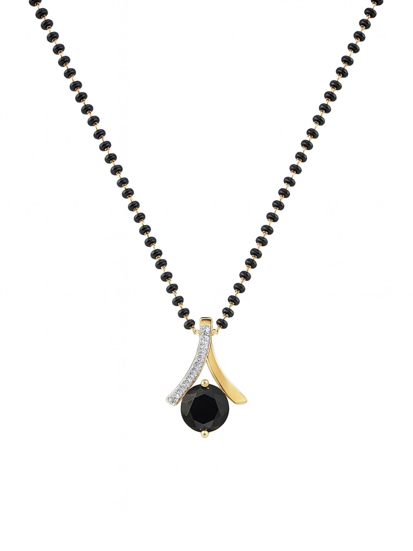 AD/Black Stone Pendant Short Mangalsutra Design