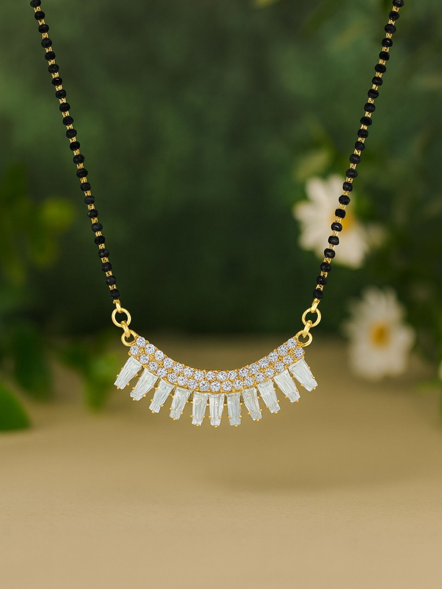 AD Half Round Pendant Short Mangalsutra Design