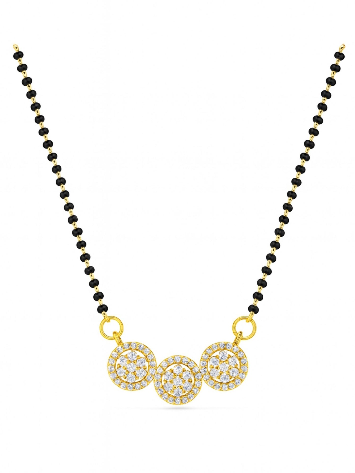 AD Flower Round Pendant Short Mangalsutra Design
