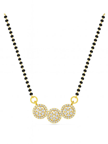 AD Flower Round Pendant Short Mangalsutra Design