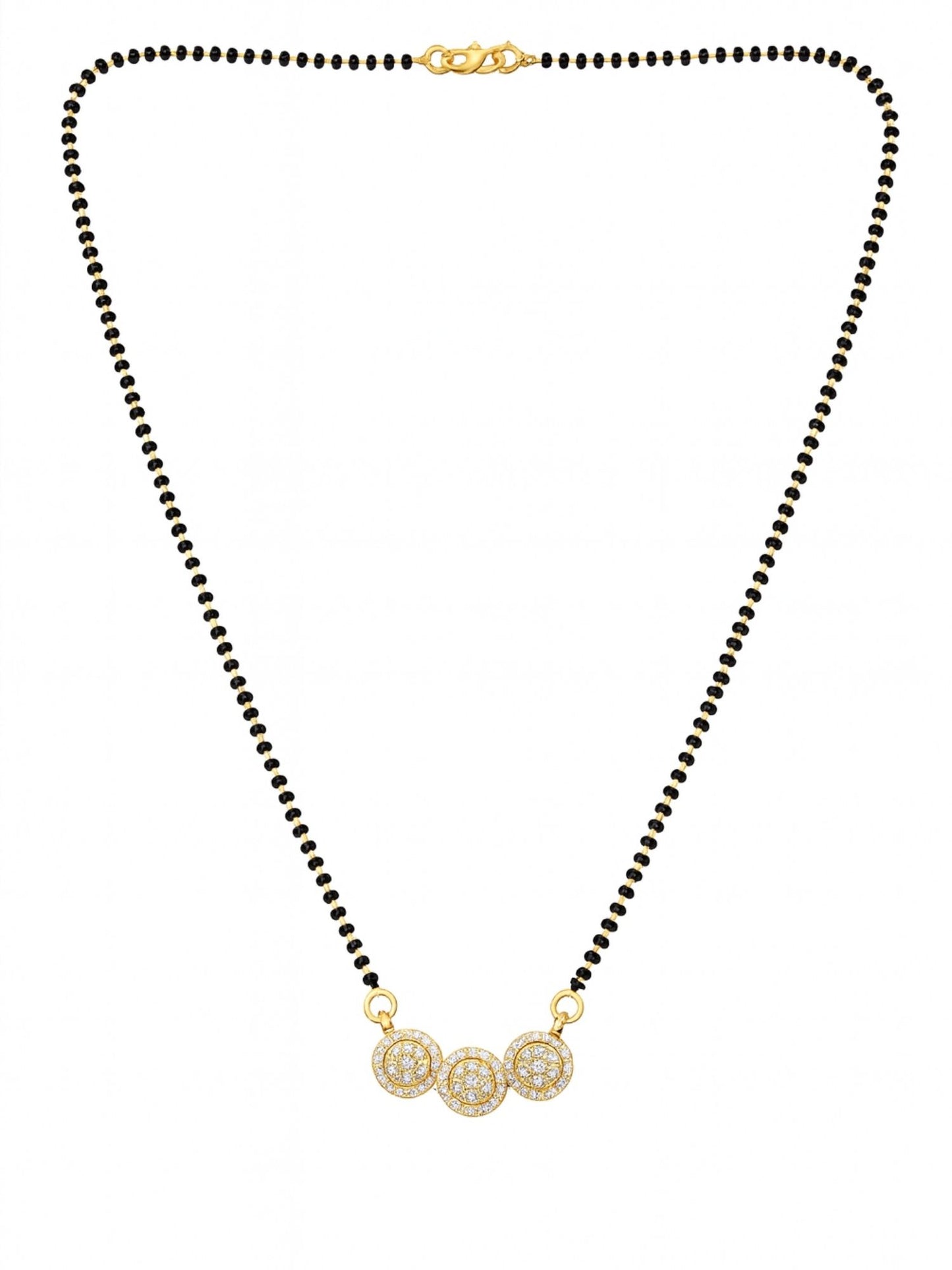 AD Flower Round Pendant Short Mangalsutra Design