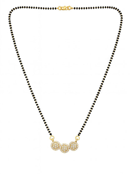 AD Flower Round Pendant Short Mangalsutra Design