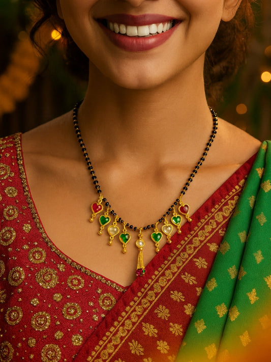 Multicolor Hearts Short Mangalsutra Design