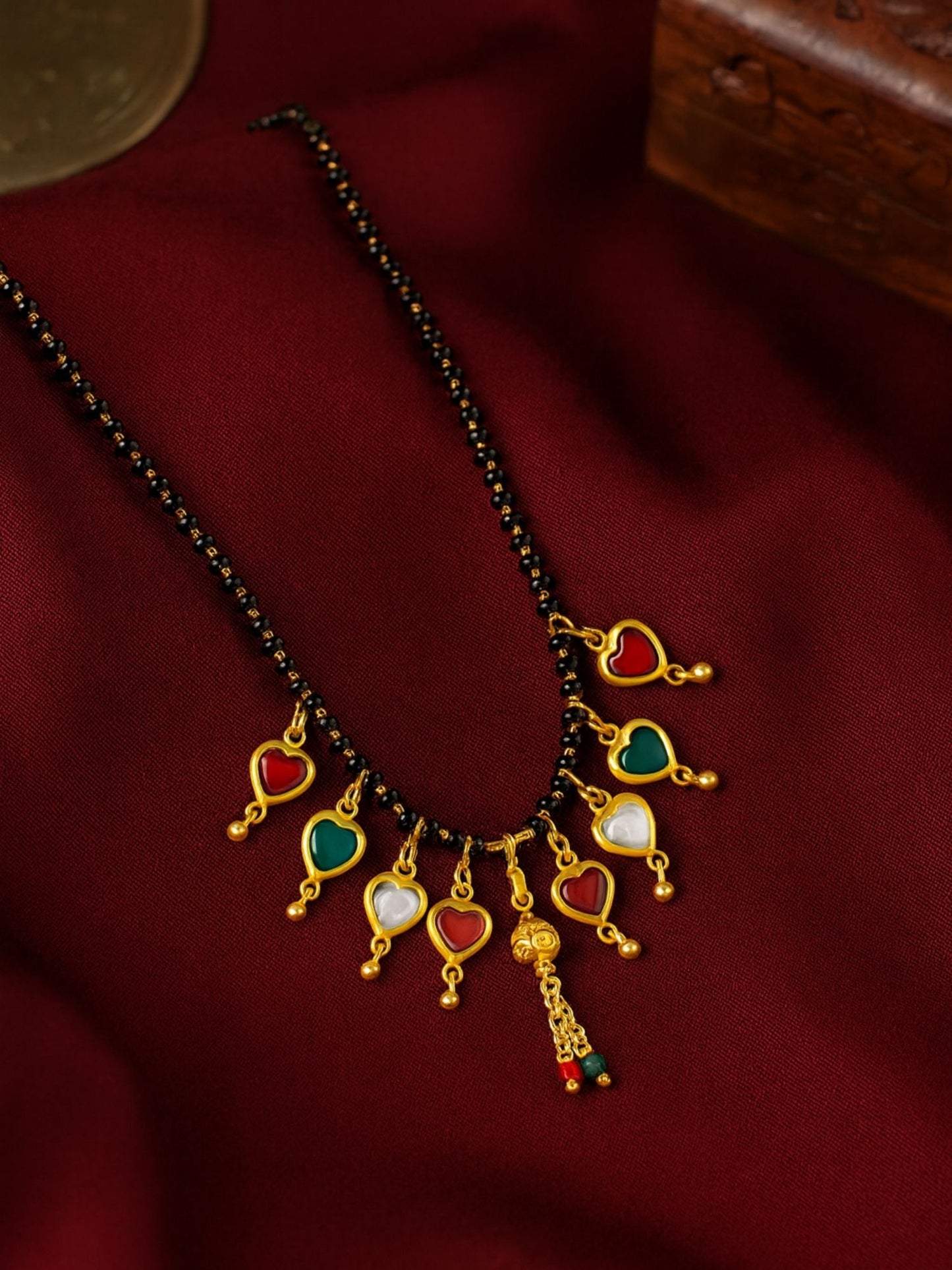 Multicolor Hearts Short Mangalsutra Design