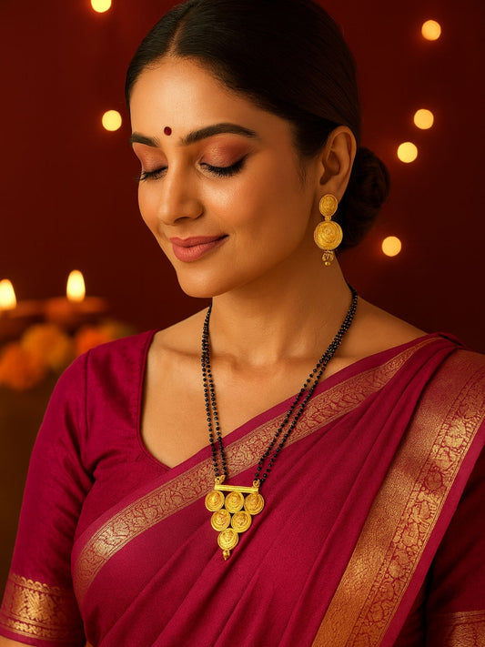 Laxmi Coin Pendant Long Mangalsutra Designs