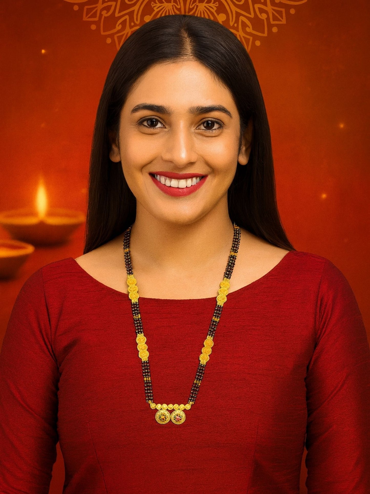AD Two Vati Pendant Long Mangalsutra Designs