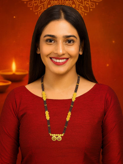 AD Two Vati Pendant Long Mangalsutra Designs