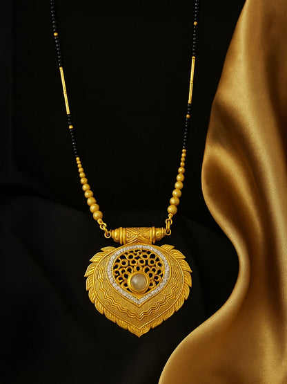 Leaf Shape Pendant Long Mangalsutra Designs