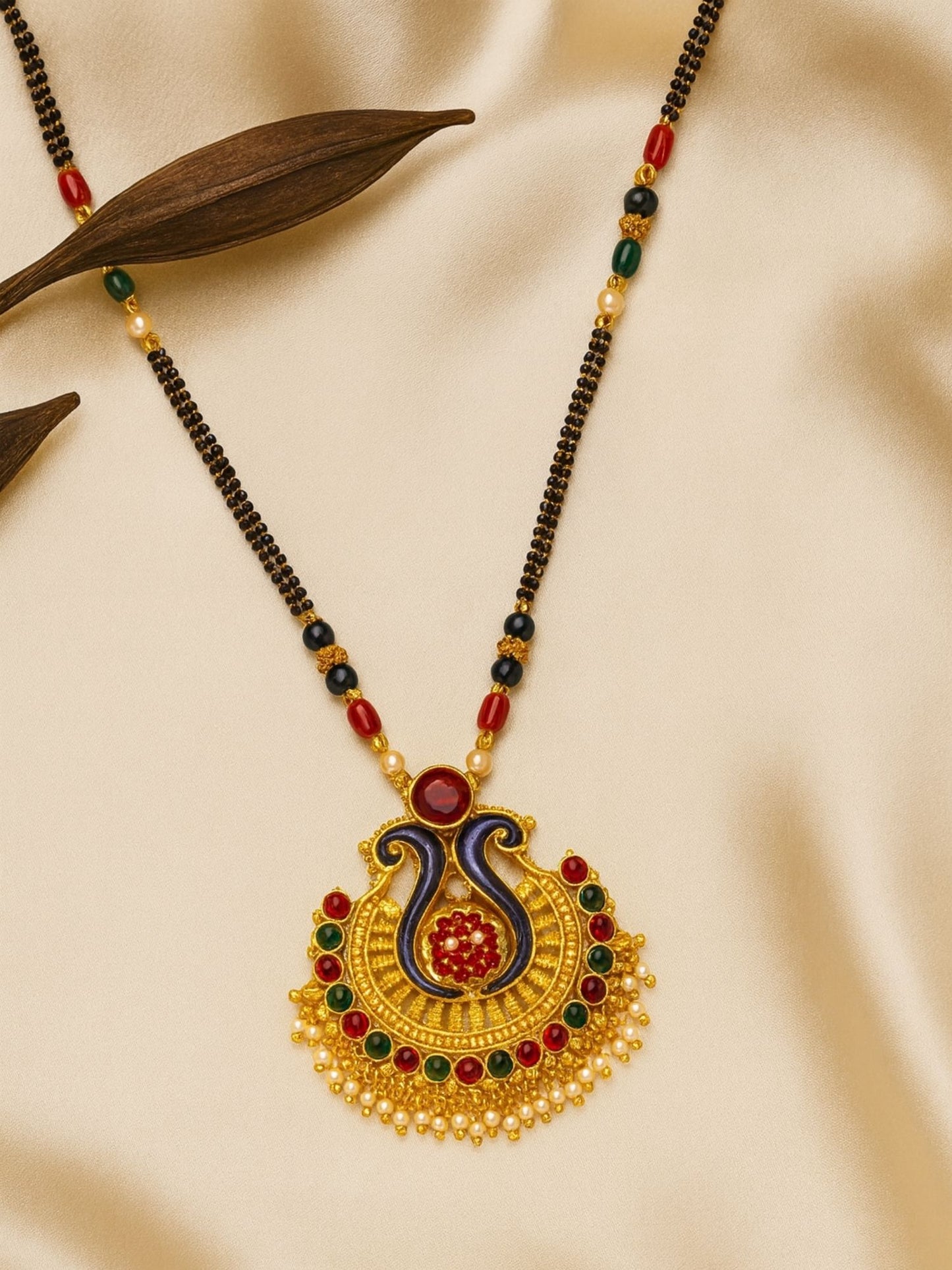 Peacock Pendant With Pearl/Multi Stone Mangalsutra Designs