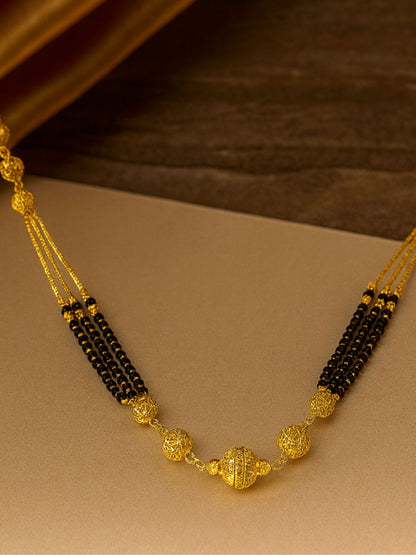 Triple Layer Long Gold Plated Mangalsutra for Women