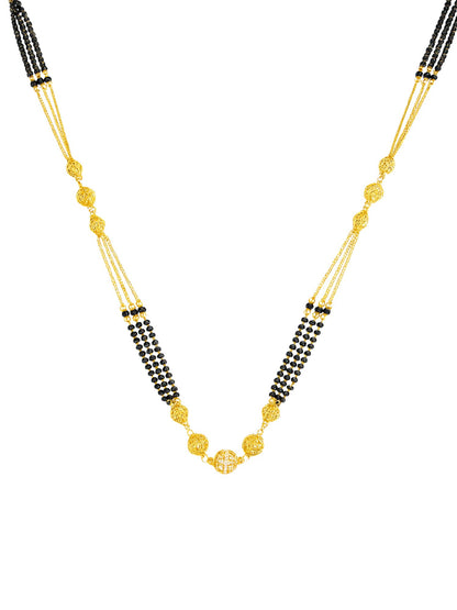 Triple Layer Long Gold Plated Mangalsutra for Women