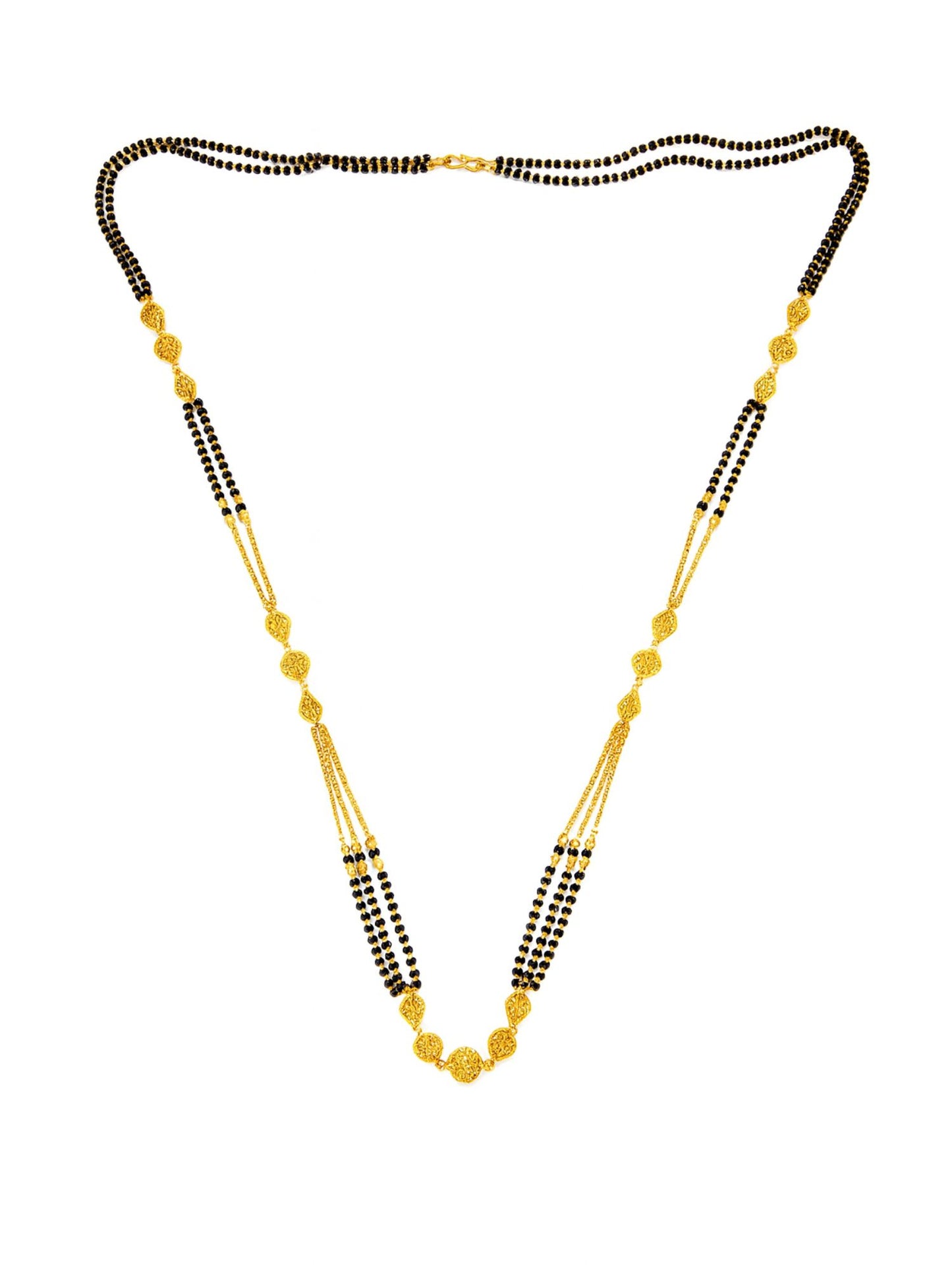 Triple Layer Long Gold Plated Mangalsutra for Women