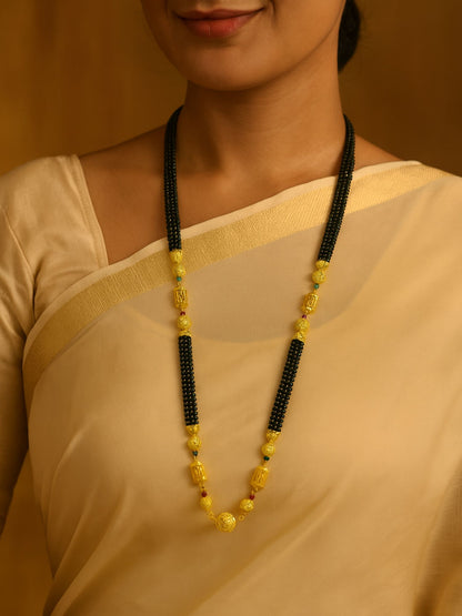 Gold Plated Long Mangalsutra Designs with Double Line Beads